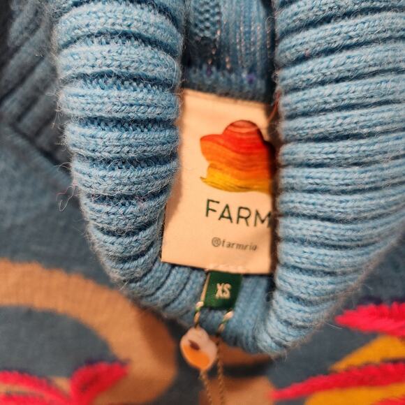 Farm Rio Oversized Blue logo sweater size XS - Picture 4 of 6